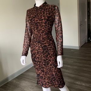Leopard Bodycon Dress w/ Ruching